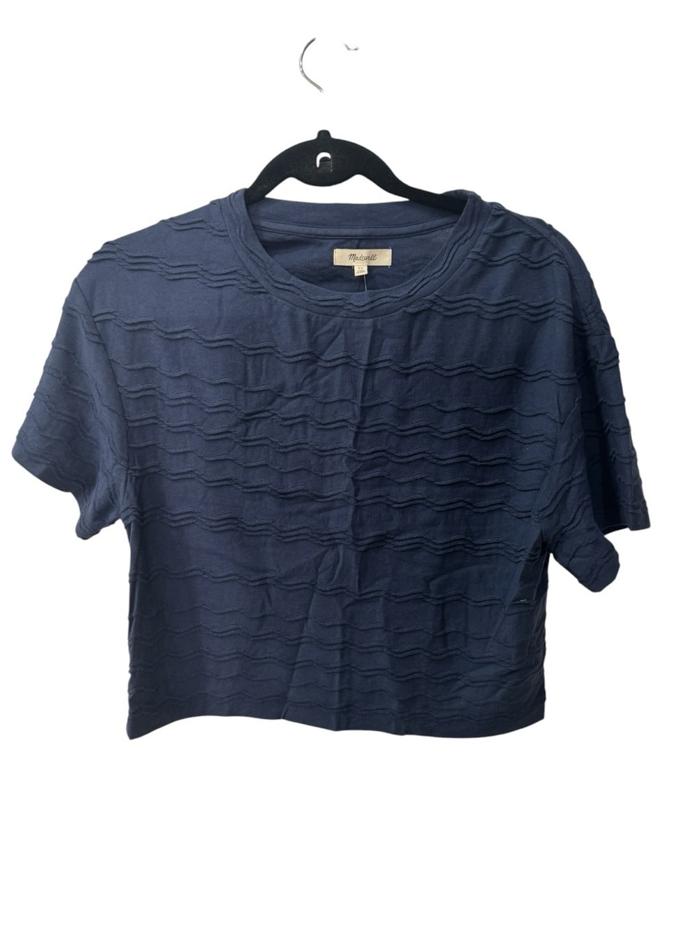 Madewell Wavy Stripe Cropped Top in deep navy blue NWT women’s size XS
